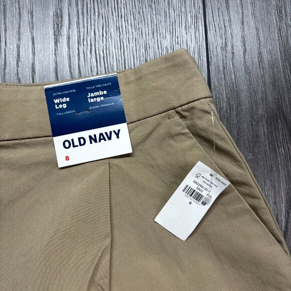 Old Navy Wide Leg Extra High Rise Khaki Brown Pants New NWT Womens 8 30 x 29 - Picture 4 of 9
